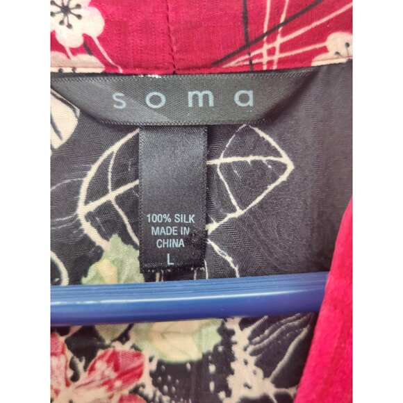 Soma Women's 100% Silk Floral Oriental Top Size L - Picture 4 of 7